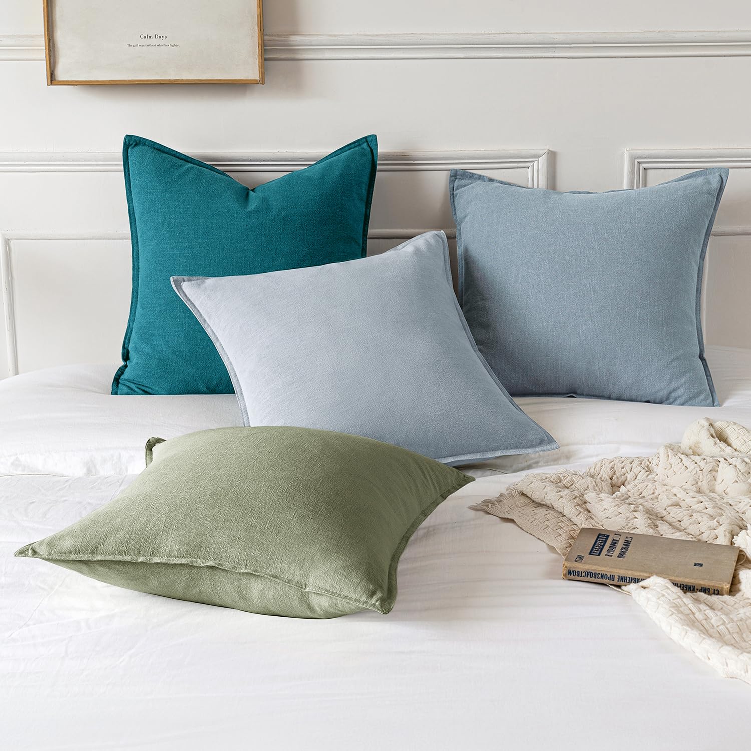 MIULEE sage green pillow cover back zipper for easy insert and sleek look