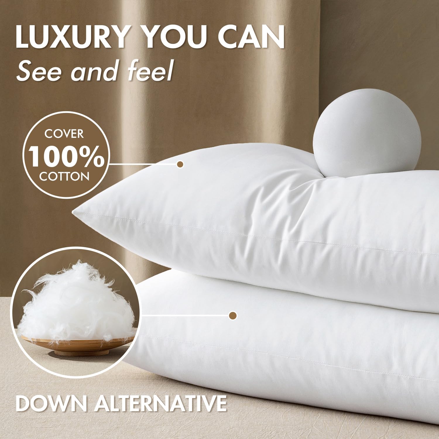 MIULEE pillow insert on sofa demonstrates full, styled look for decor.
