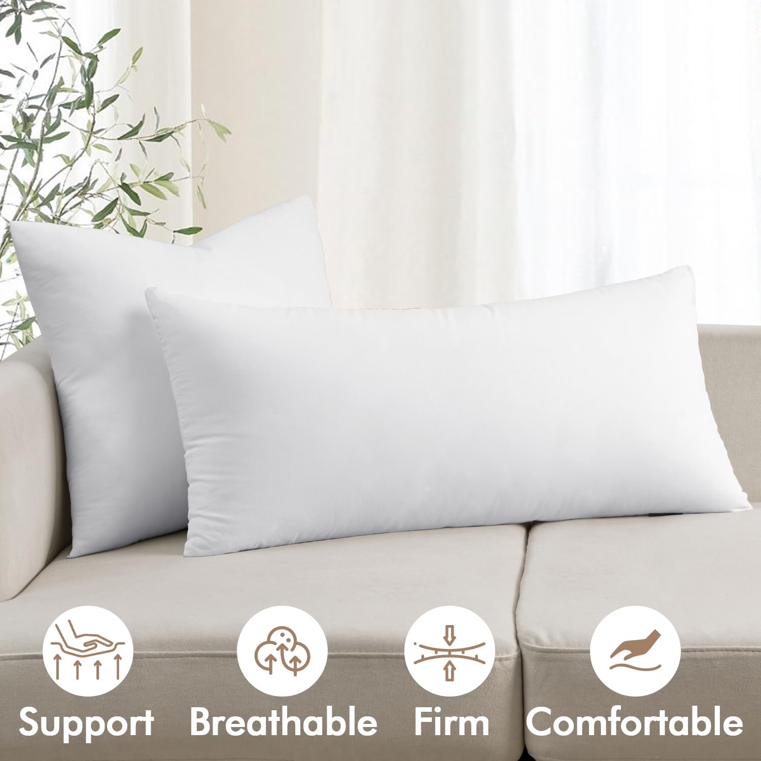 MIULEE 14x36 pillow adds decorative comfort to bed or sofa