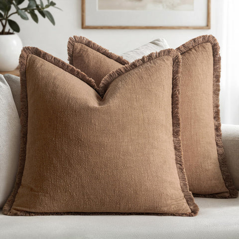 MIULEE pillow covers linen texture close-up, durable and breathable for year-round comfort