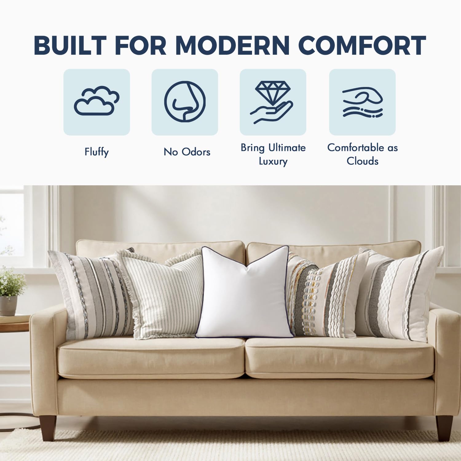 MIULEE down-alternative filling provides fluffy support for head and neck.