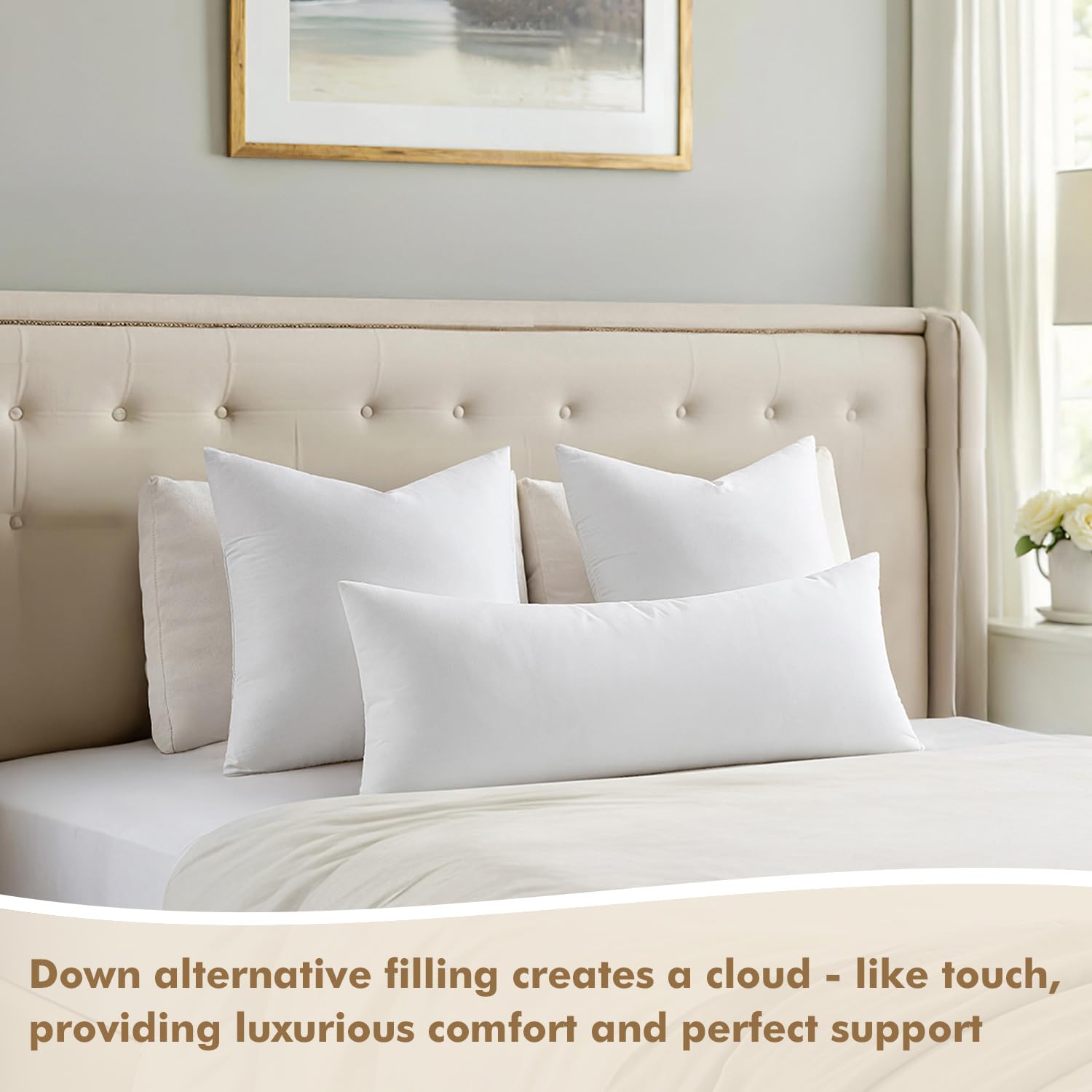 MIULEE down-alternative fill provides plush loft without quills or odor.