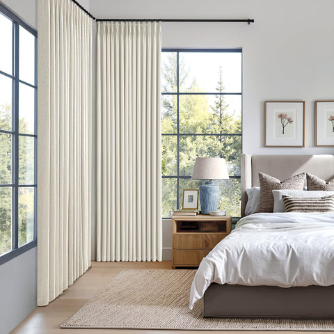 MIULEE dual-layer blackout curtain exterior with linen texture for privacy.