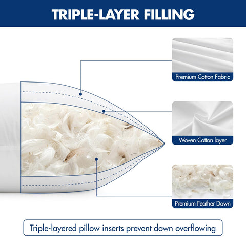 MIULEE dual-layer cotton cover detail showing feather containment and smooth touch