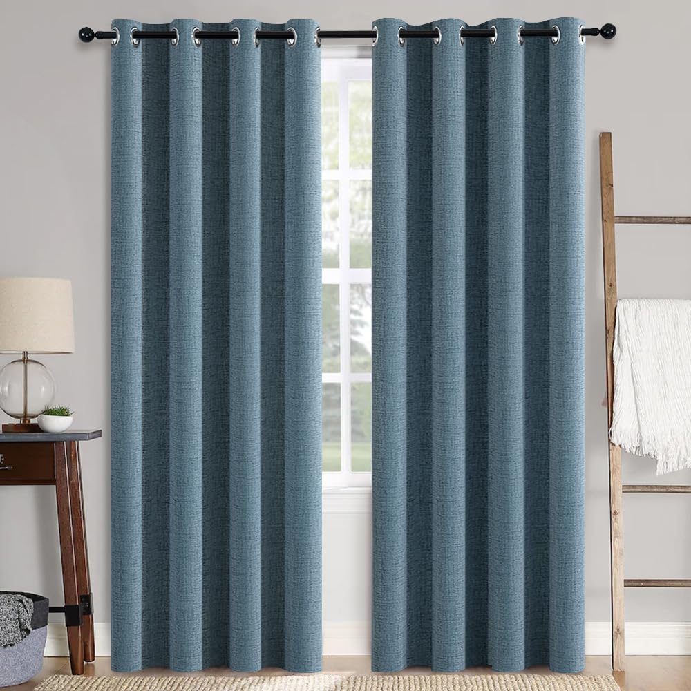 MIULEE dusty blue blackout curtains front view showing full coverage
