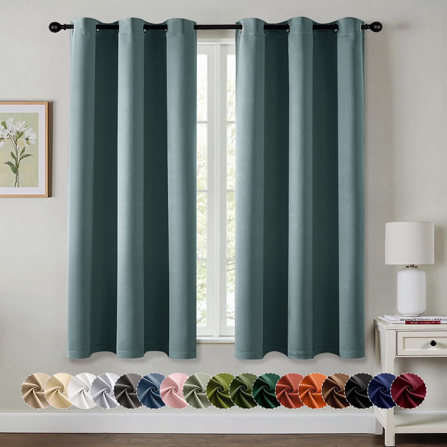 MIULEE dusty blue blackout curtains close-up weave for privacy and refined style