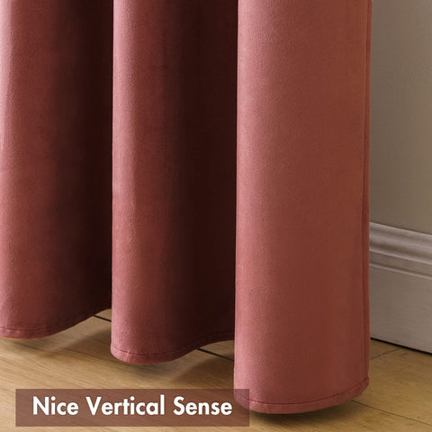 MIULEE dusty rose velvet curtains packaging and set of two panels