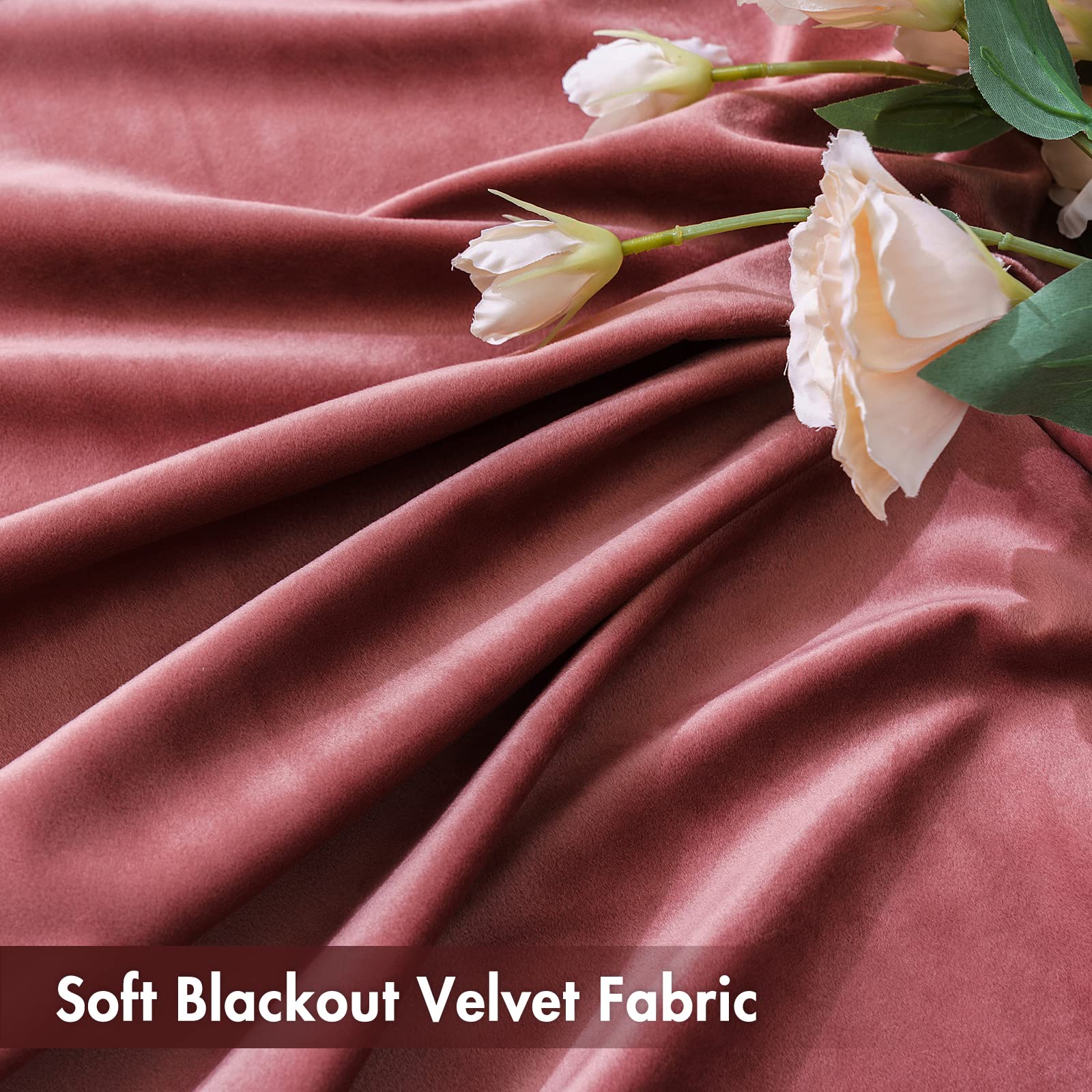 MIULEE dusty rose velvet curtains rod pocket installation for easy setup