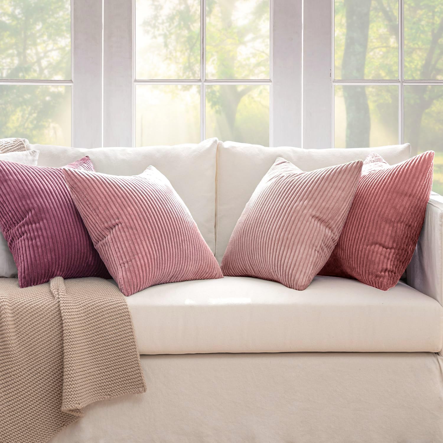 Care instructions for MIULEE pillow covers showing gentle washing options