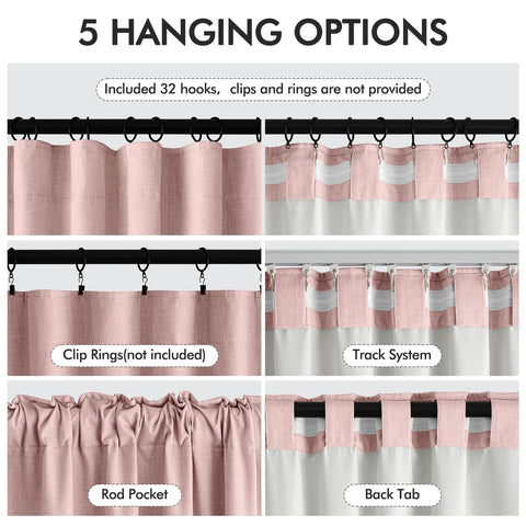 MIULEE easy-install curtains support back tab and rod-pocket options.