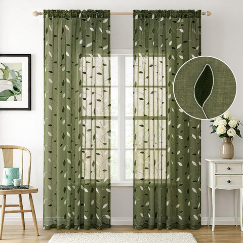 MIULEE embroidered leaf design curtains add natural charm to windows