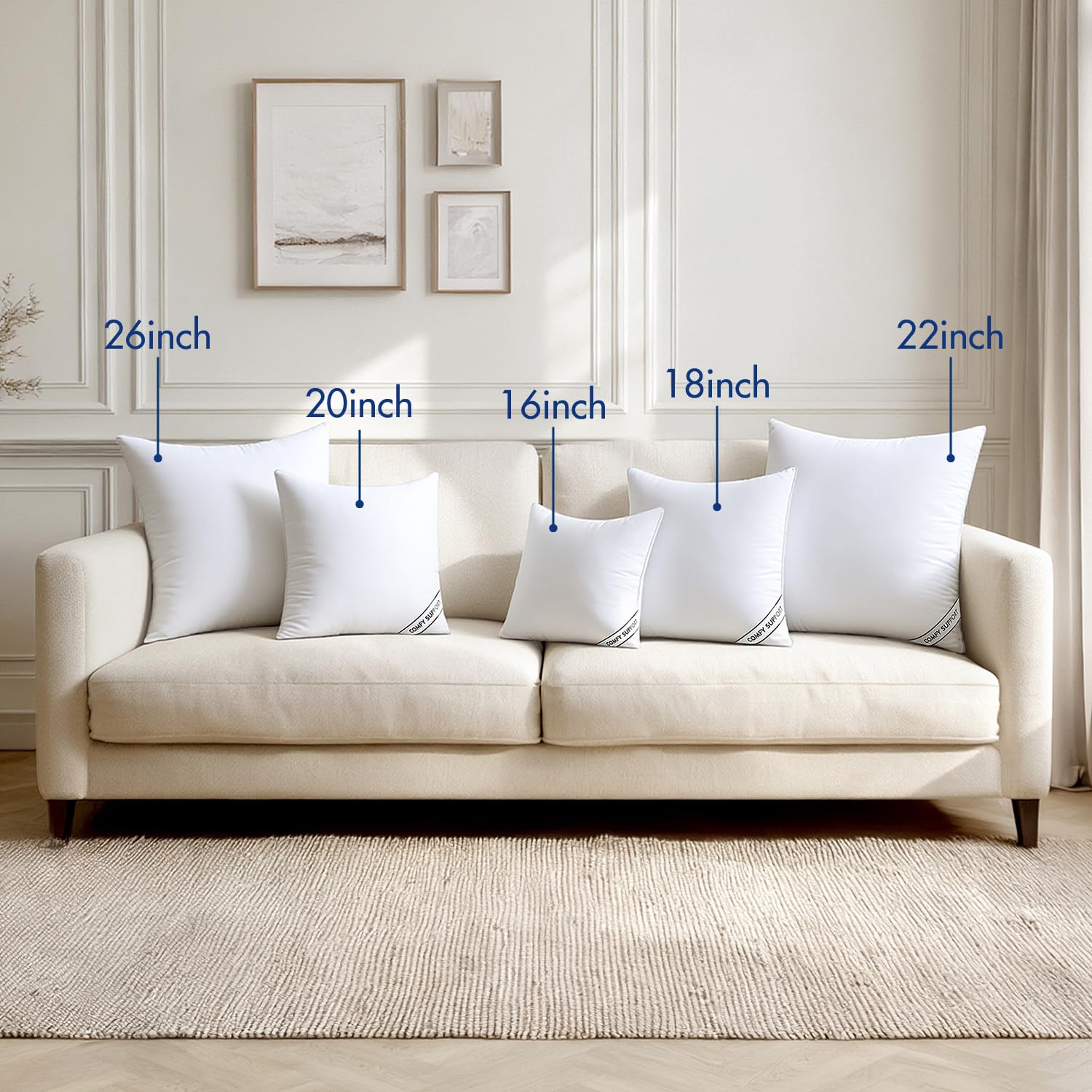 MIULEE euro pillow insert plush comfort with supportive structure for daily lounging.