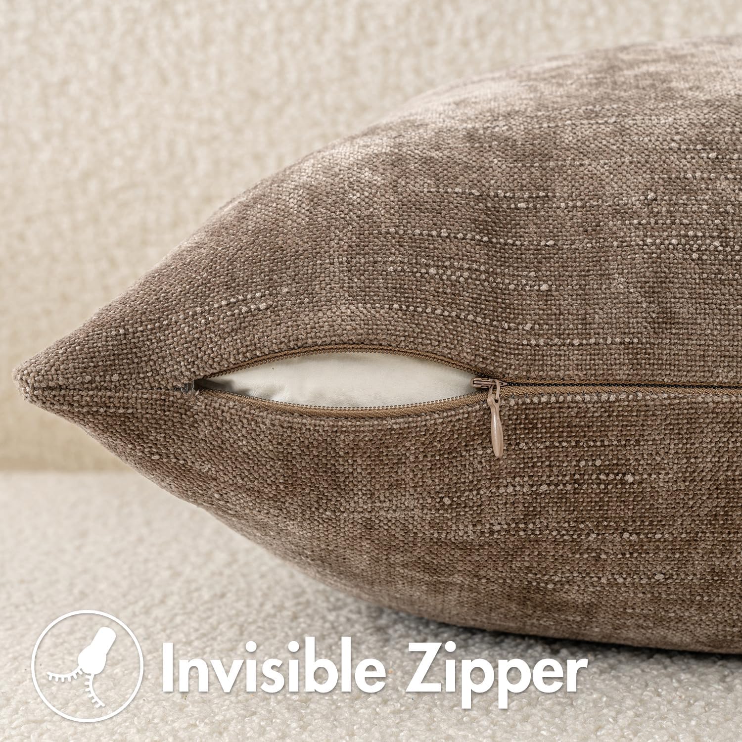 MIULEE euro sham on bed showcases sophisticated neutral decor.