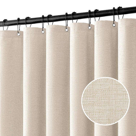 MIULEE extra long linen shower curtain in cream for privacy and style.