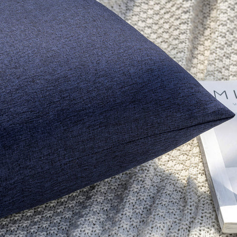 Close up of faux linen texture on MIULEE navy pillow cover