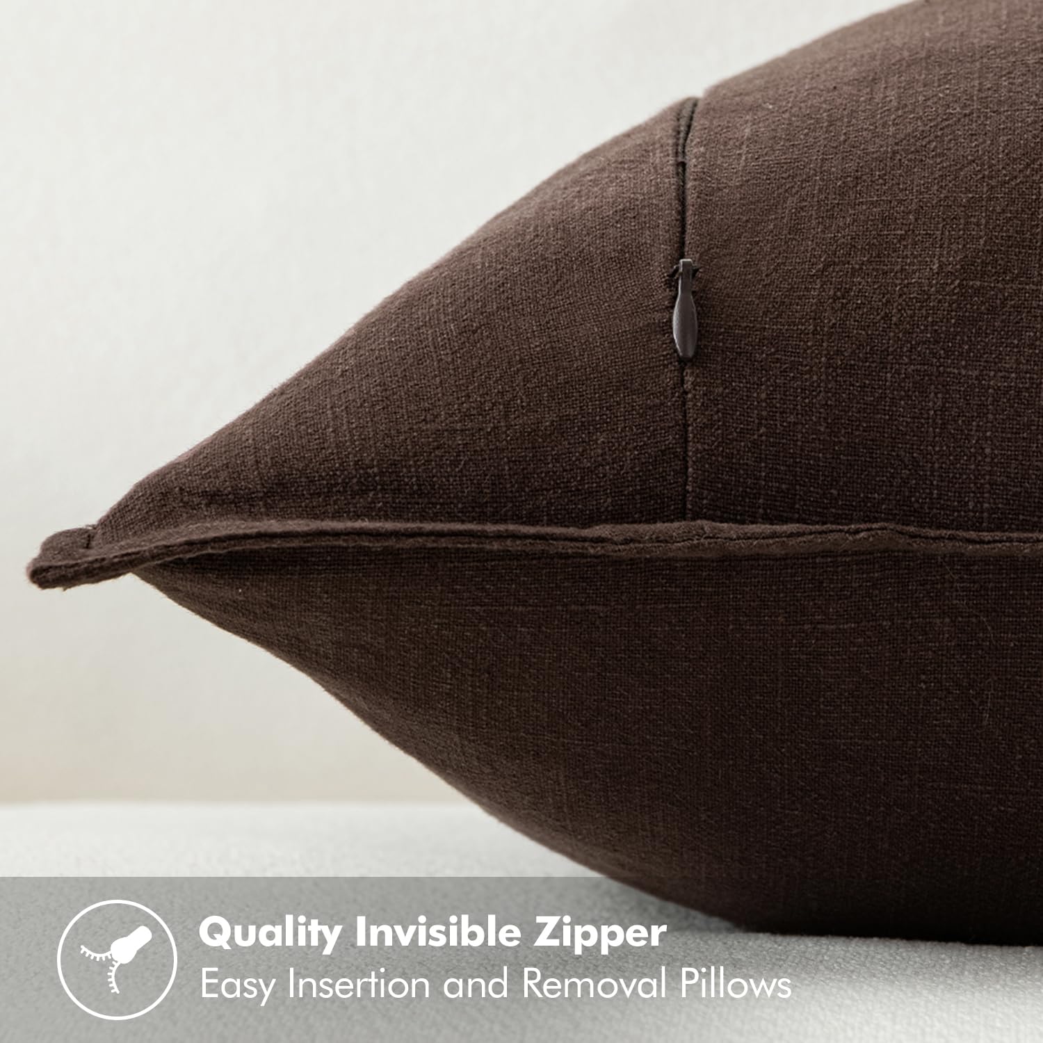 MIULEE flange-edge design enhances the linen look on dark brown cover