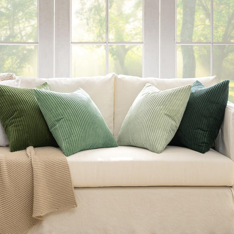 MIULEE forest green throw pillow cover enhances sofa with earthy tones