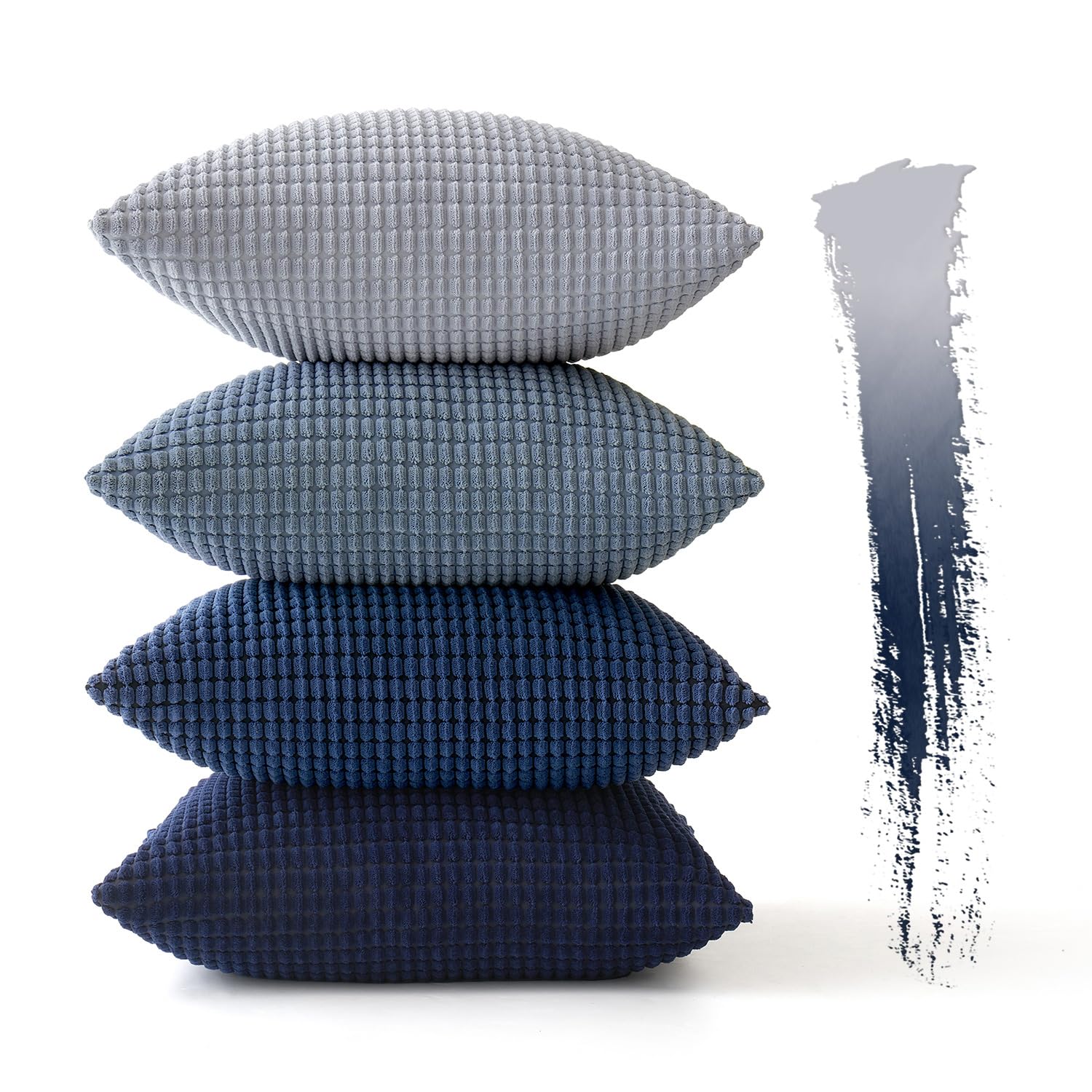 Four-pack provides versatile styling options for couch, bed, or seating areas.