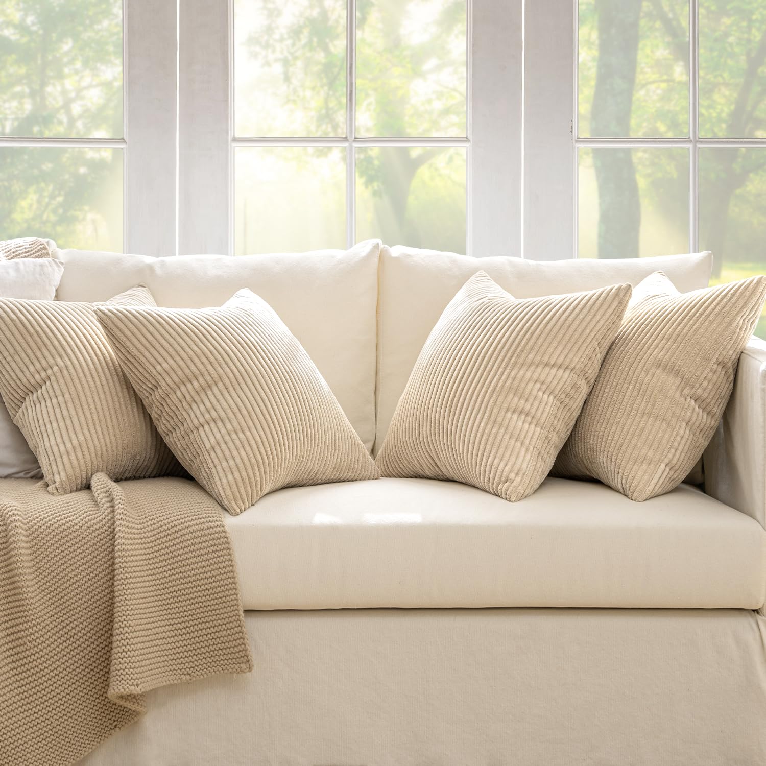 MIULEE four pack pillow covers demonstrates versatile room styling options