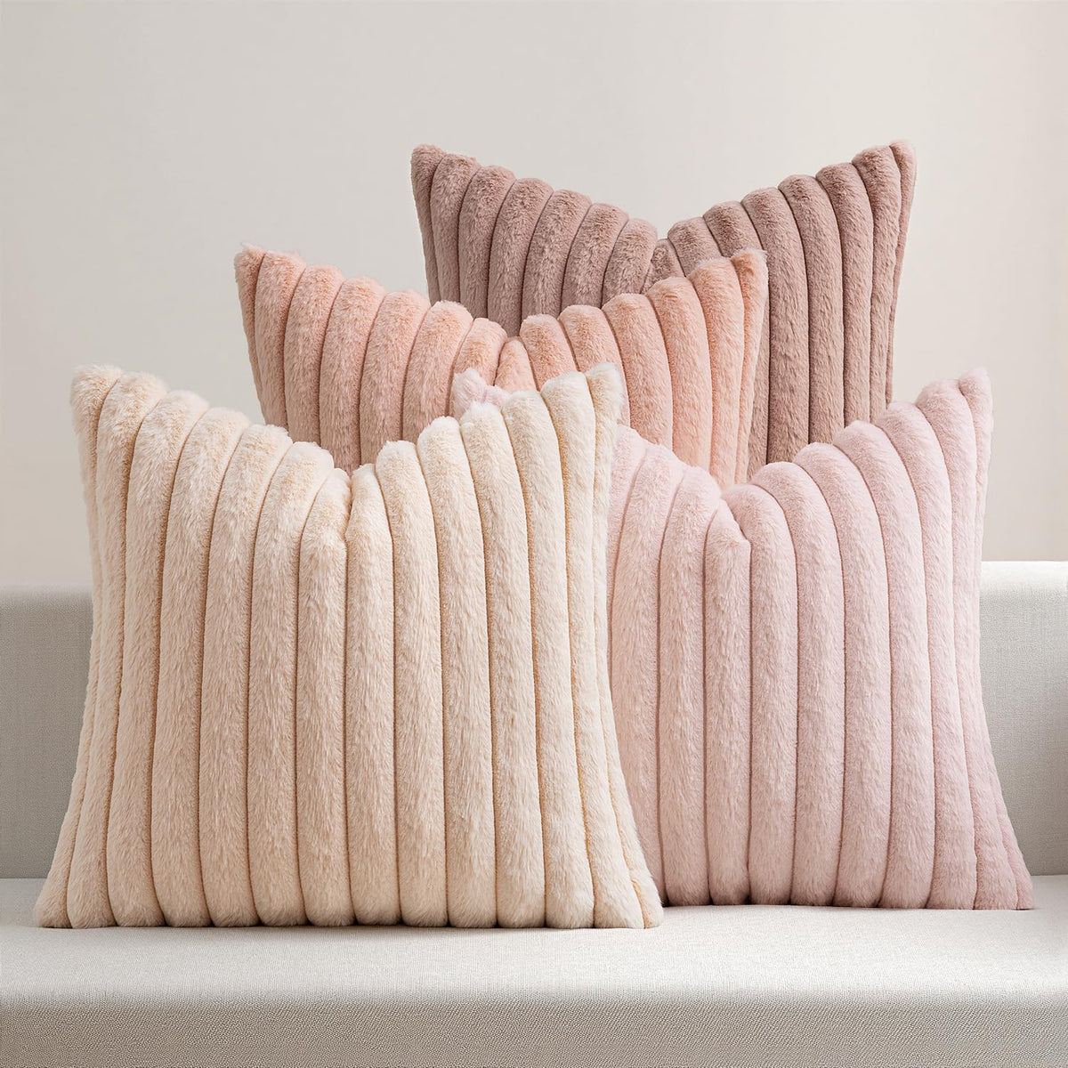 MIULEE front stripe faux fur pillow cover adds bold texture to any sofa