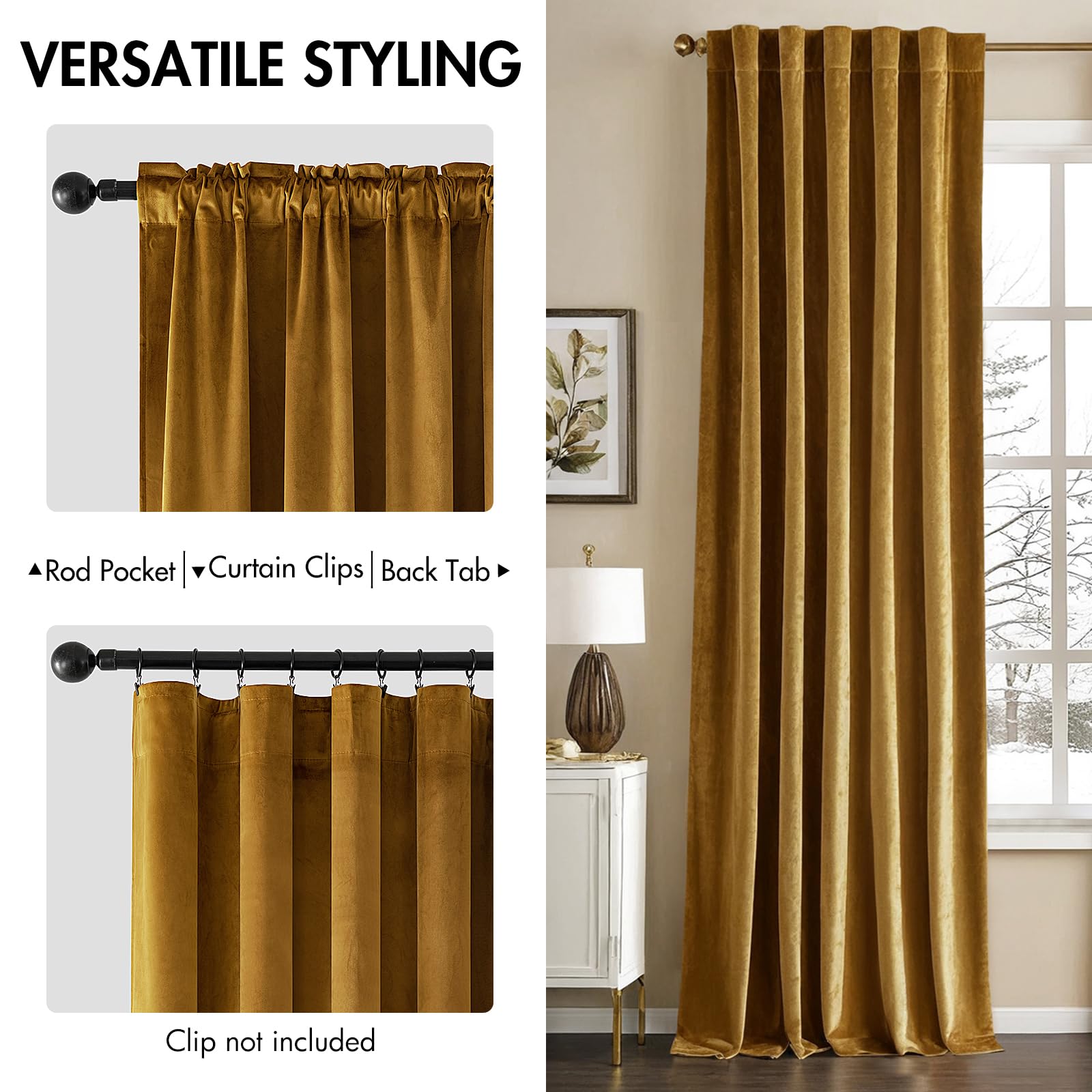MIULEE Gold Velvet Curtains close up texture highlights plush velvet feel.