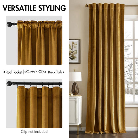 MIULEE Gold Velvet Curtains close up texture highlights plush velvet feel.
