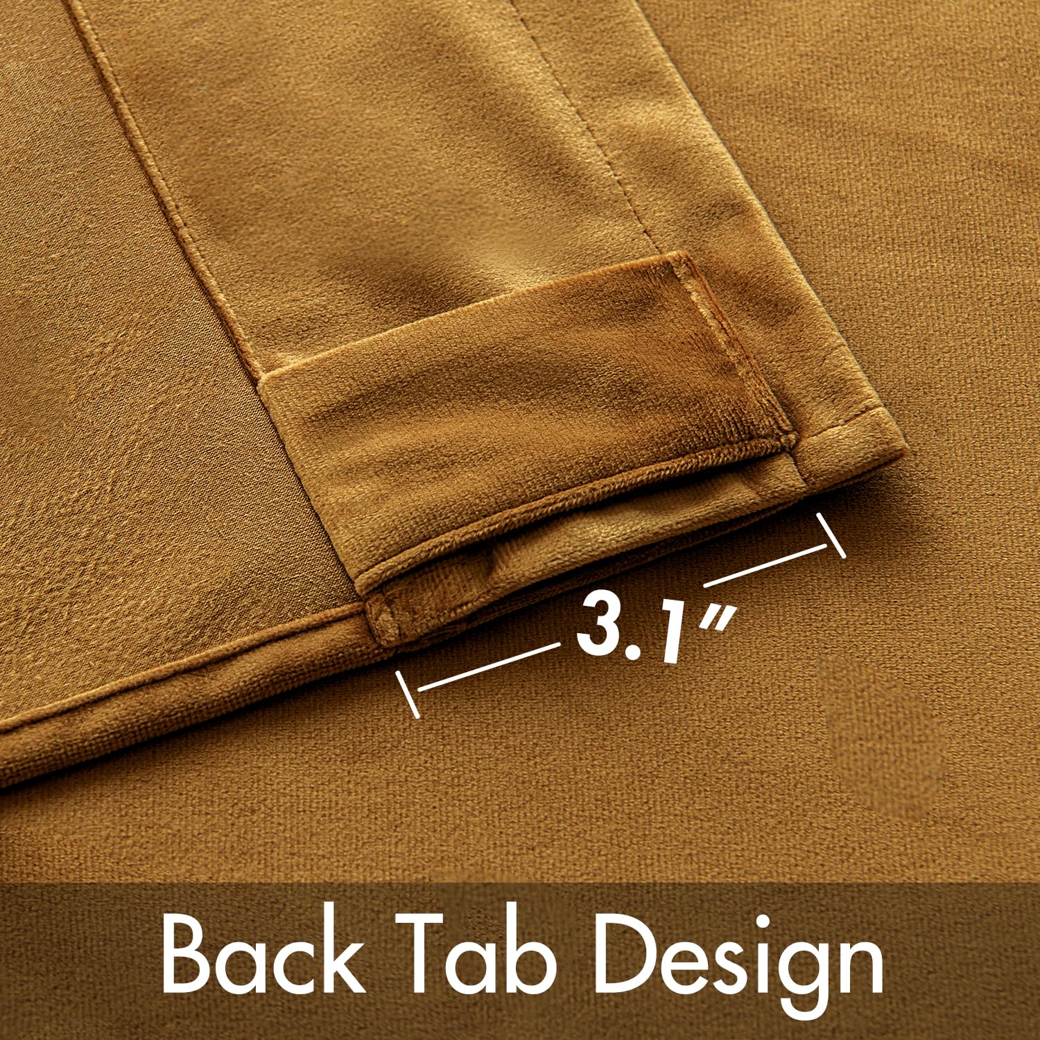 MIULEE Gold Velvet Curtains back tab and rod pocket design.