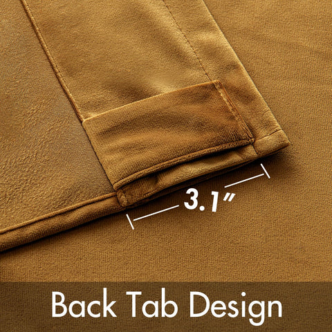 MIULEE Gold Velvet Curtains back tab and rod pocket design.