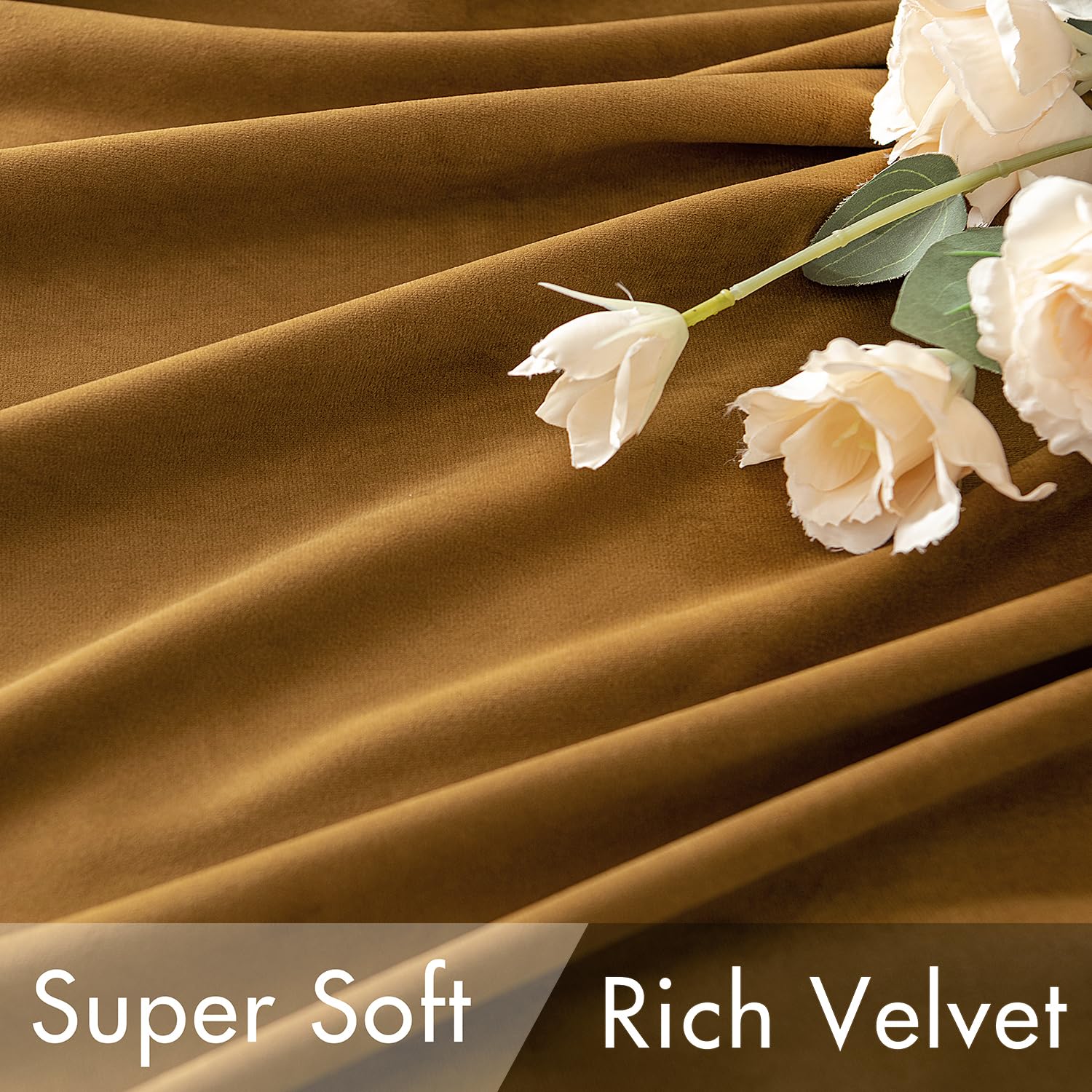 MIULEE Gold Velvet Curtains hanging with clip rings option.