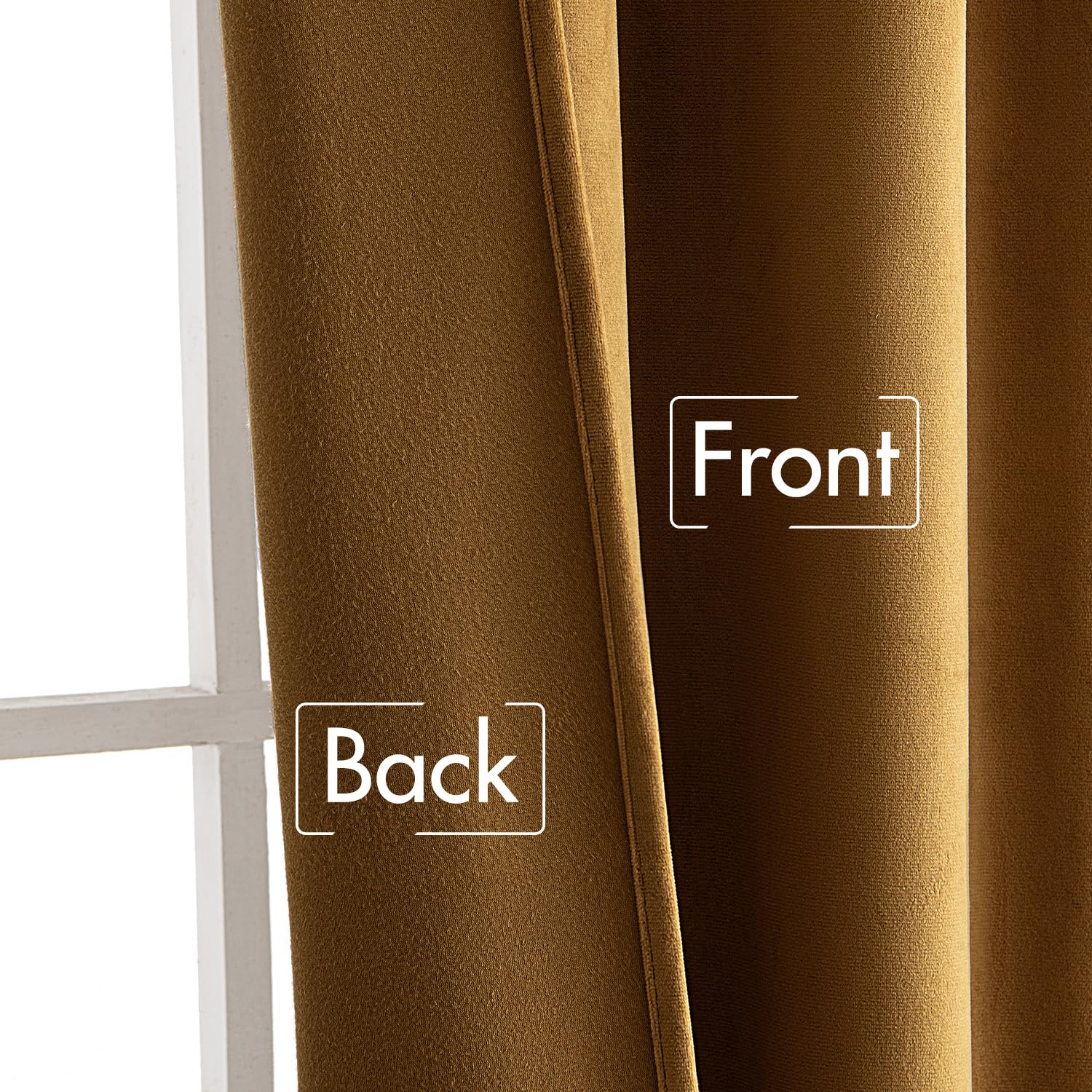 MIULEE Gold Velvet Curtains privacy and light control in a bedroom.