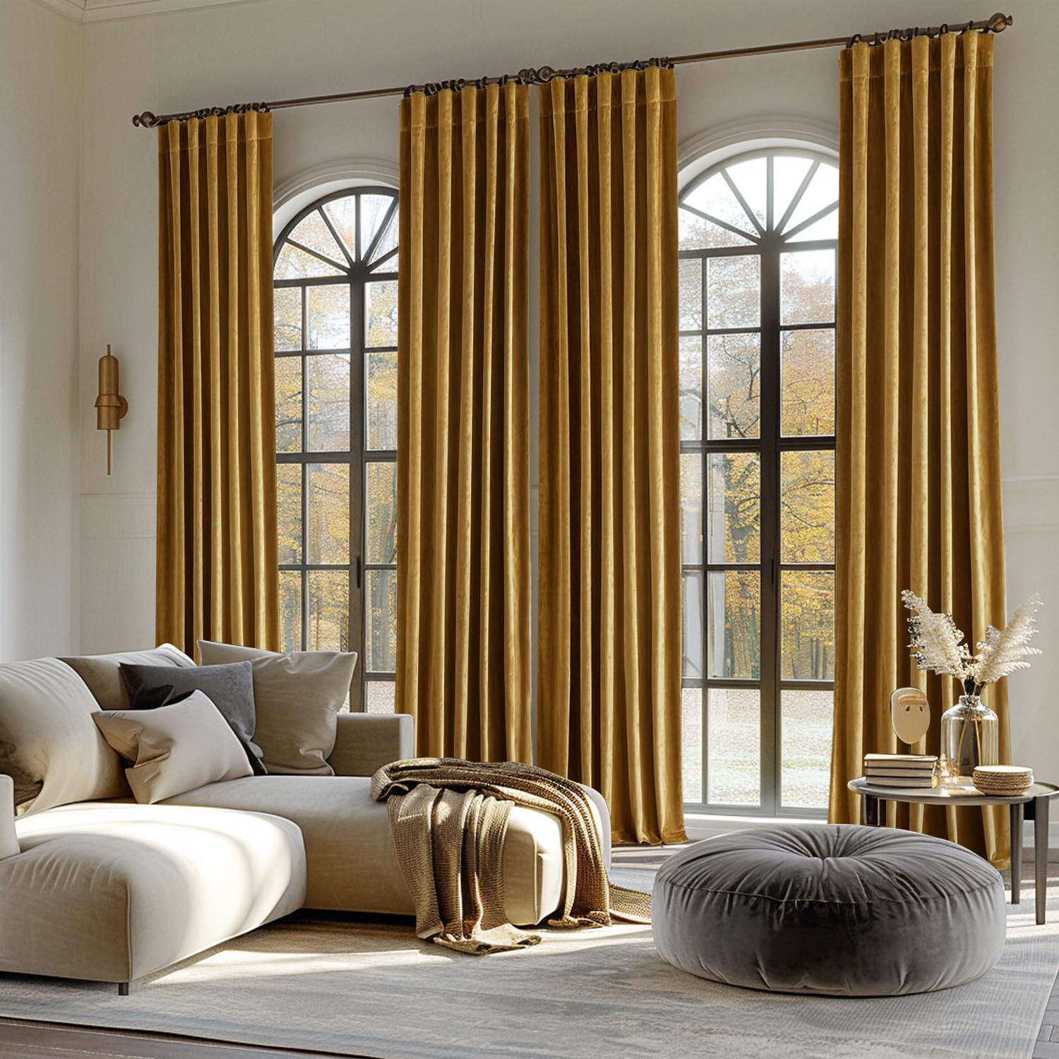 MIULEE Gold Velvet Curtains room setting showcasing refined ambience.