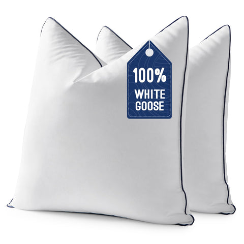 MIULEE goose feather down pillow insert front view showing plush, sofa-ready support.