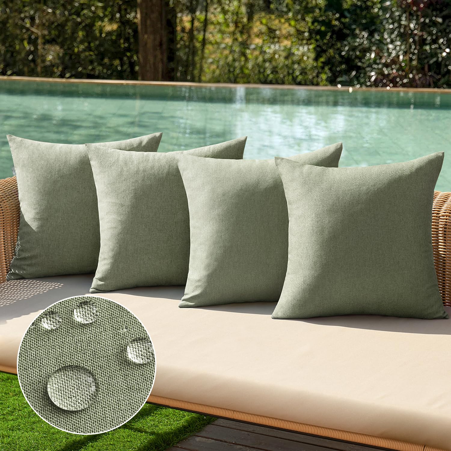 MIULEE gray-green outdoor pillow cover with durable polyester for patio cushions