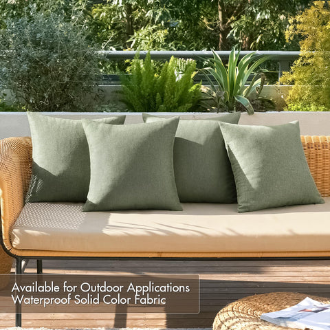 MIULEE gray-green outdoor pillow cover closeup showing soft texture for cozy seating