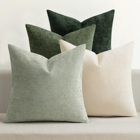 MIULEE green chenille pillow cover showcases plush texture for sofa styling