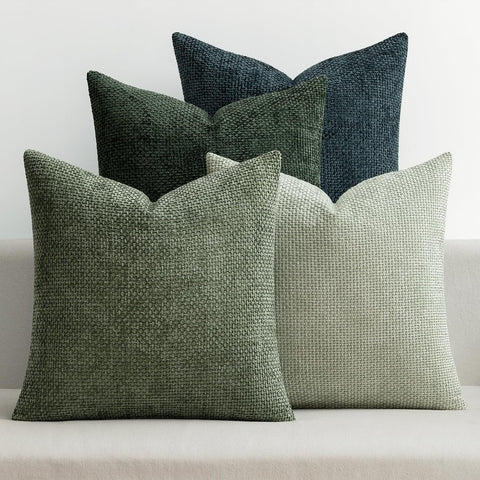 MIULEE green forest chenille pillow cover 18x18 offers plush softness for living room decor.
