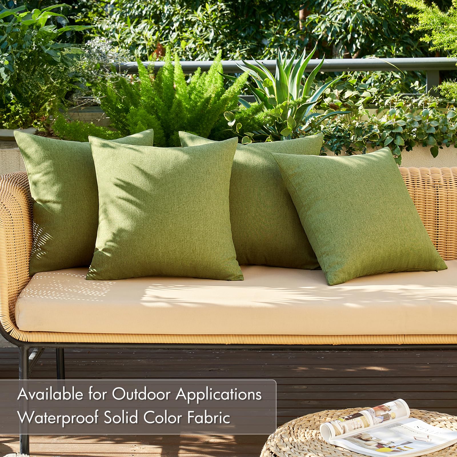 MIULEE green pillow cover hidden zipper detail for a clean look