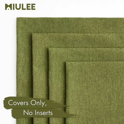 MIULEE green pillow cover linen-look texture highlighting breathable fabric