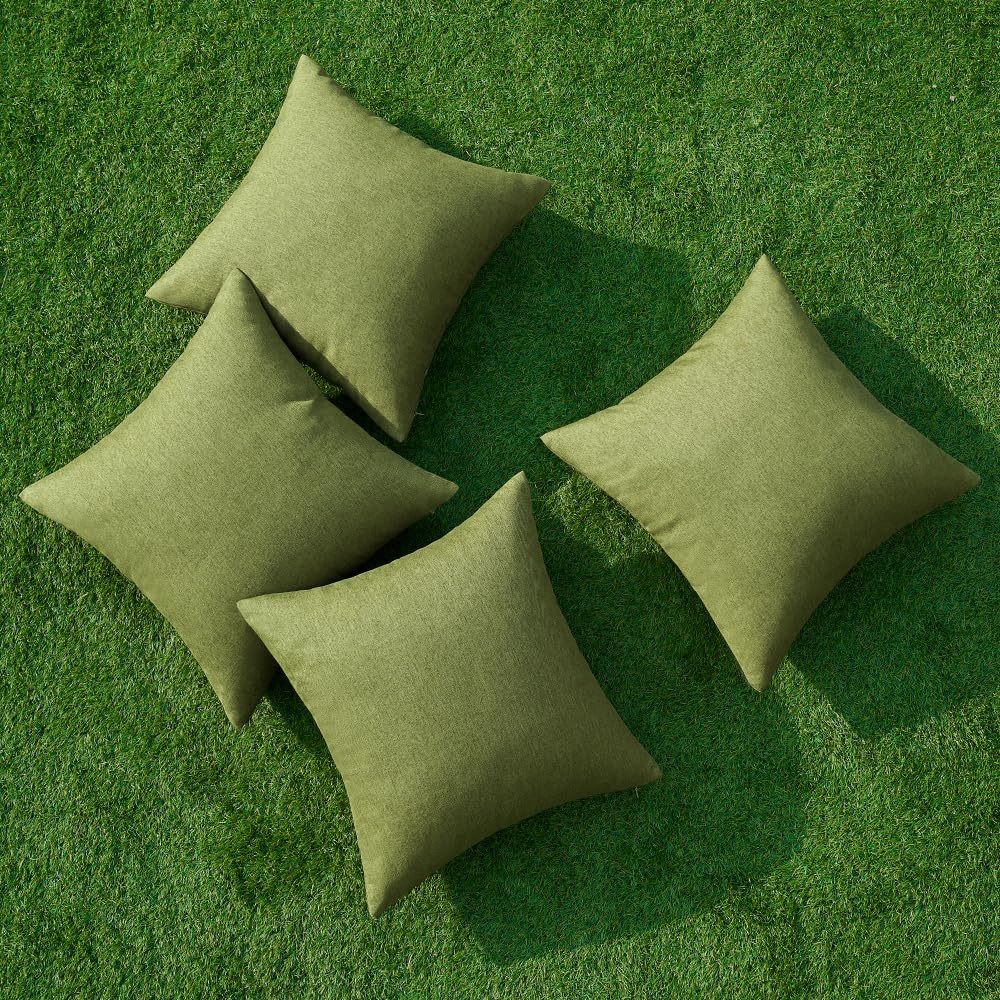 MIULEE green pillow covers on patio setup enhancing garden seating ambiance