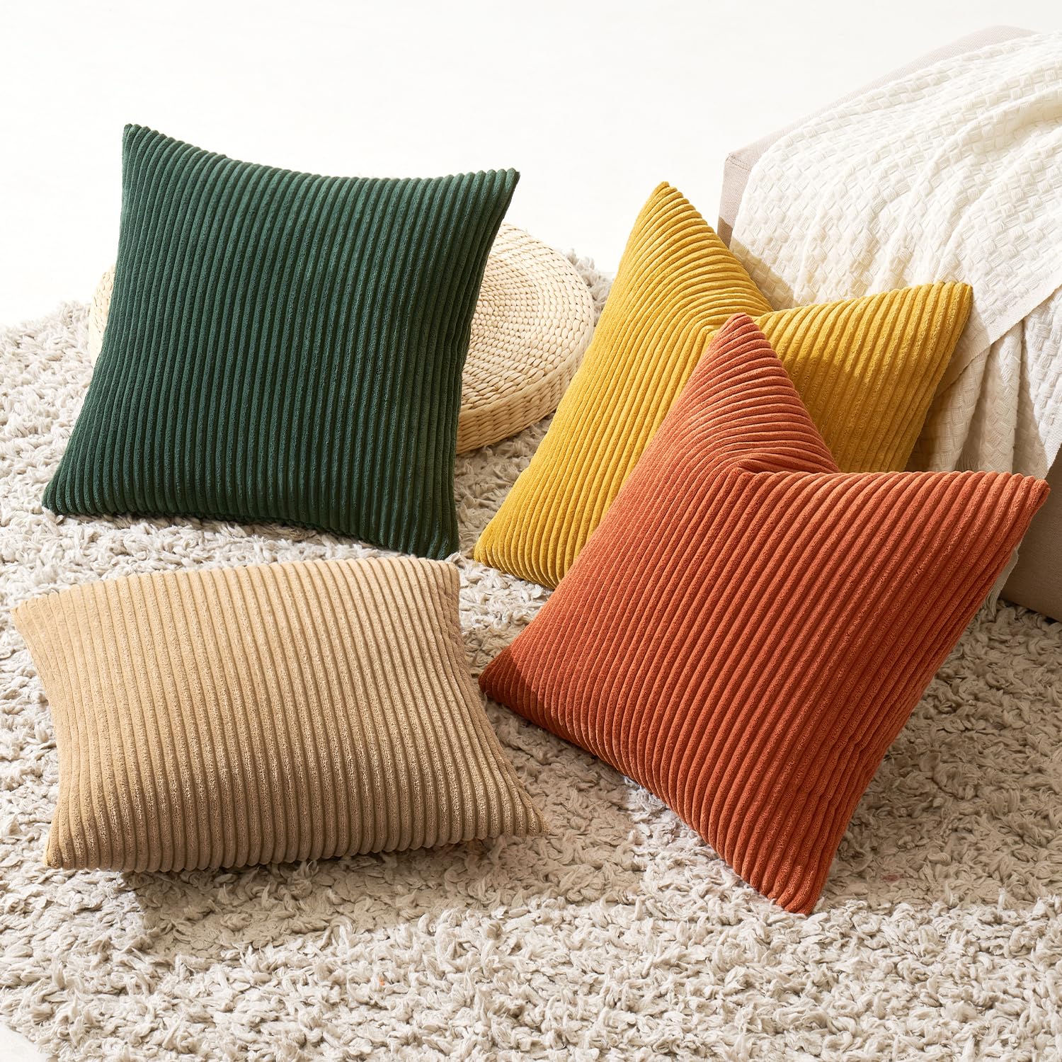 MIULEE soft-corduroy texture pillow cover adds tactile luxury to couches.