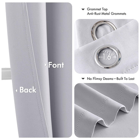 MIULEE greyish white blackout curtains in a cozy bedroom