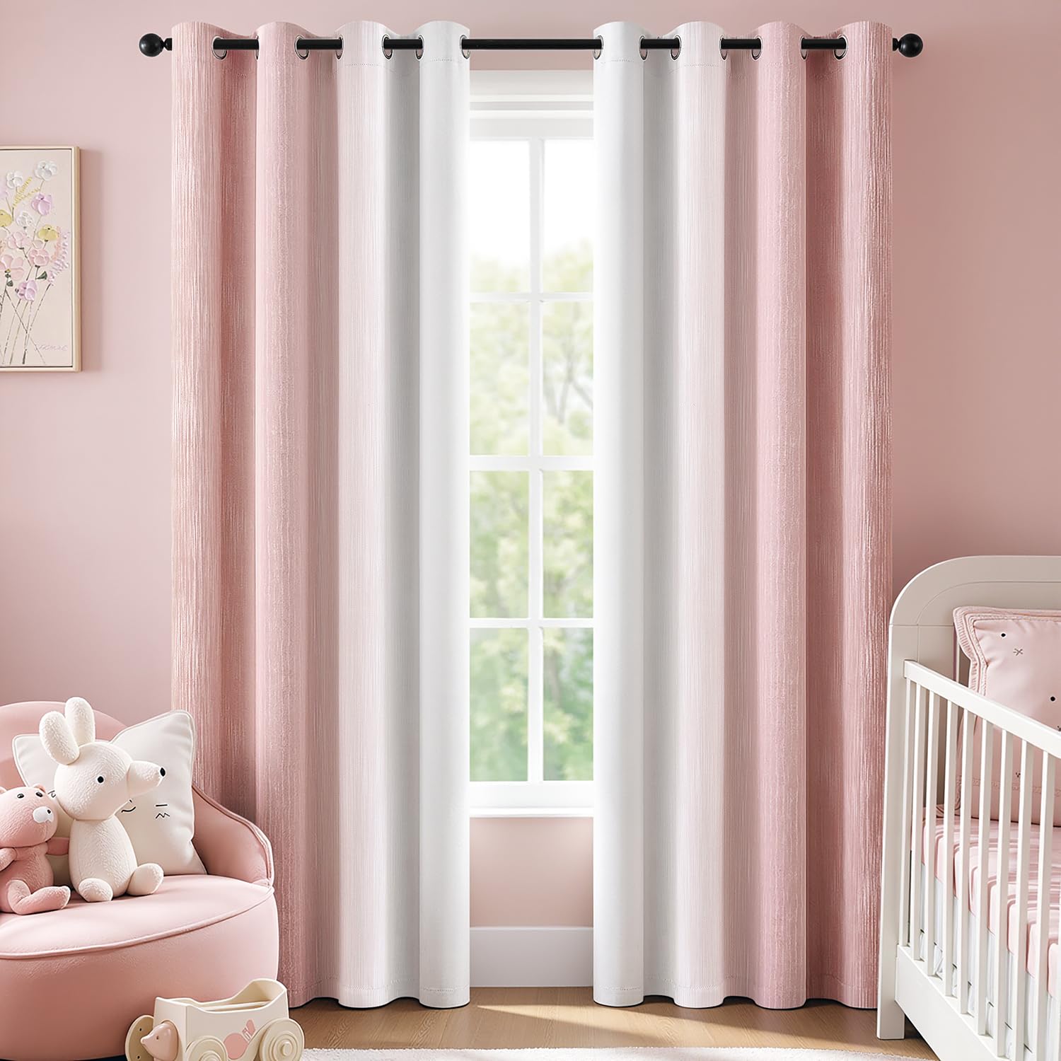 MIULEE grommet top curtains pink-grey gradient hanging for easy installation