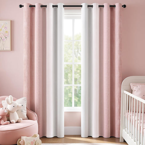 MIULEE grommet top curtains pink-grey gradient hanging for easy installation