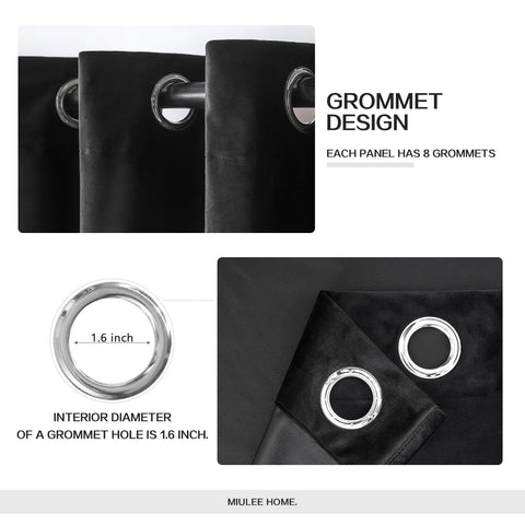 MIULEE velvet curtains with grommet top allow smooth sliding and modern style.