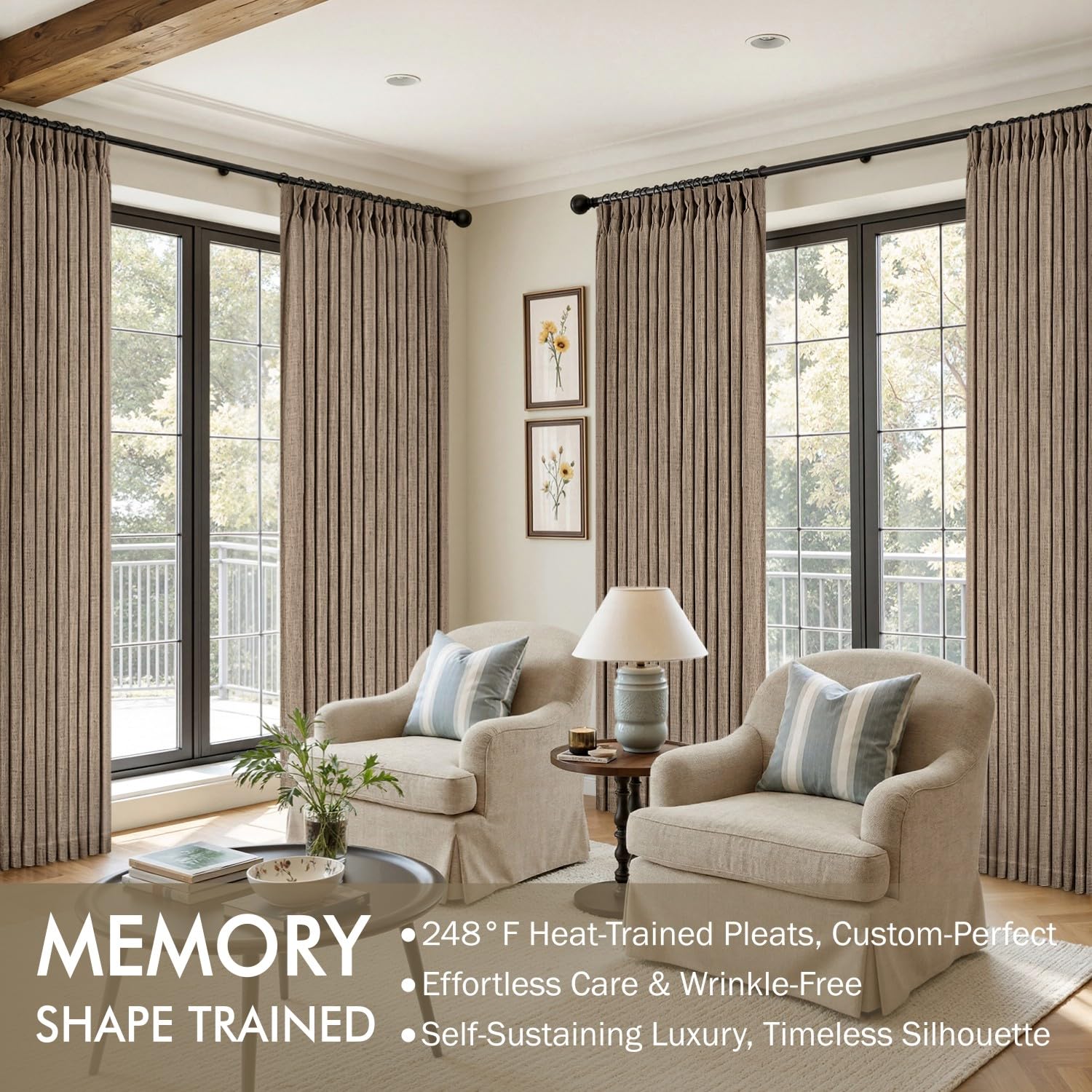 MIULEE heavyweight 380 GSM linen curtain diffuses sunlight softly.