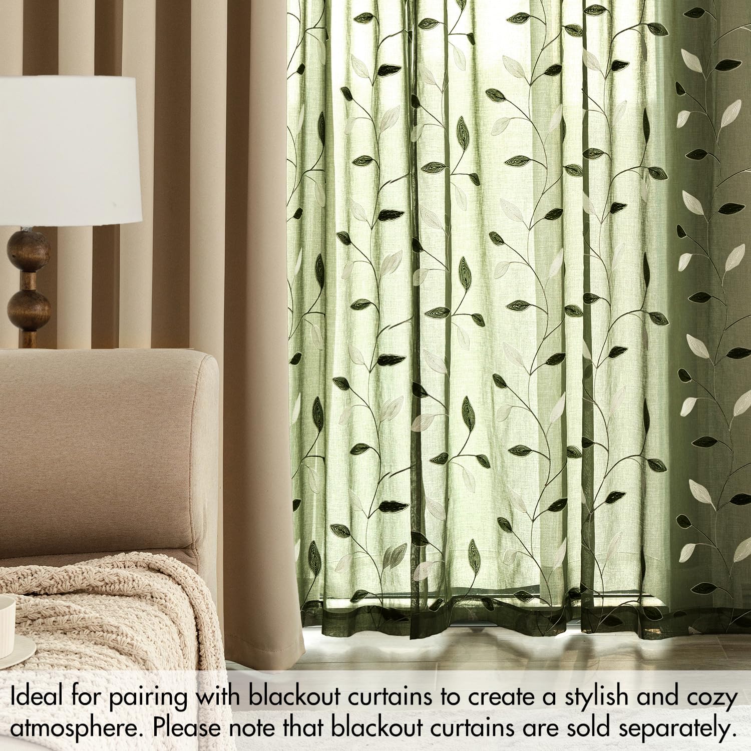 MIULEE leaf-pattern curtains suit living, dining, and bedrooms beautifully