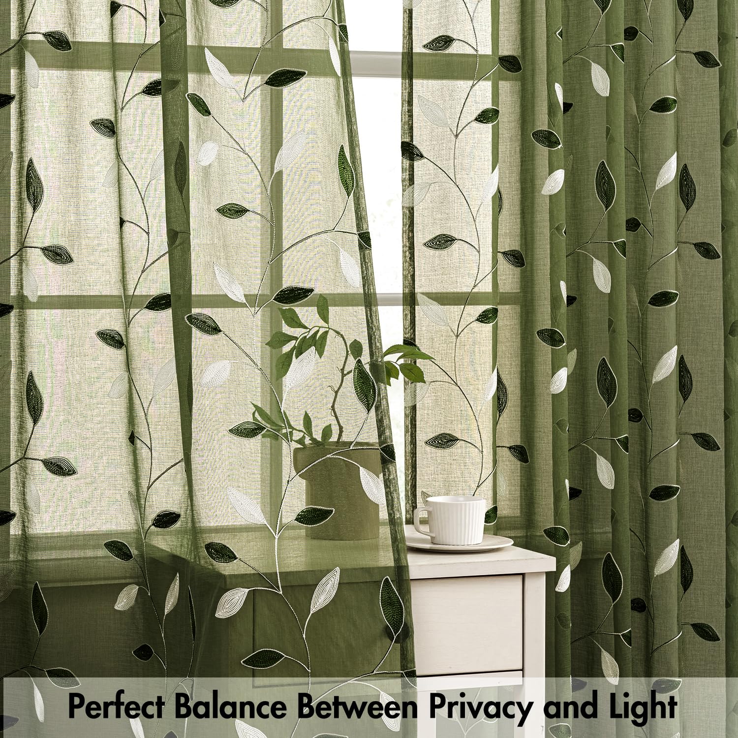 MIULEE light-filtering sheer curtains diffuse light gently