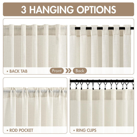MIULEE light-filtering linen curtains in cream soften sunlight and reduce glare.