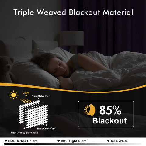 MIULEE Lilac blackout curtains, thermally insulated to help keep rooms cooler in summer.