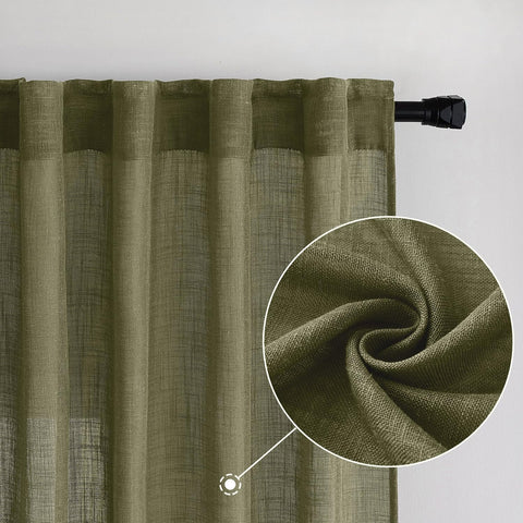 MIULEE linen-blend curtains showing rod pocket and back tab for versatile hanging